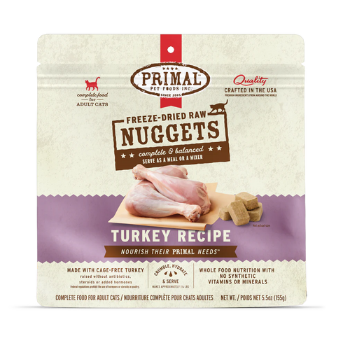 Primal Freeze Dried Raw Nuggets Cat Food - Turkey - 14oz Pouch