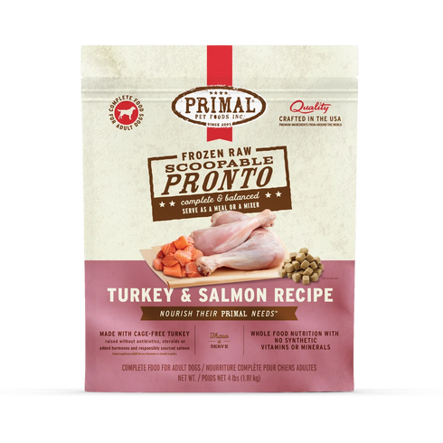 Primal Pronto Frozen Raw Scoopable Dog Food - Turkey & Salmon - 4lb Bag