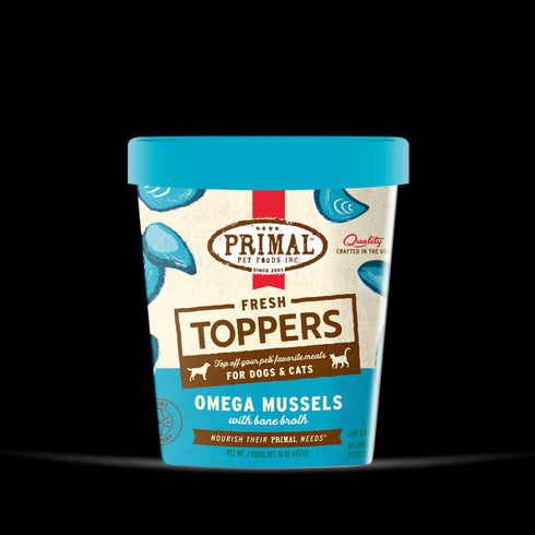 Primal Fresh Topper Dog & Cat Food Topper - Omega Mussels - 16oz Tub