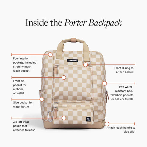 Cleverpup Porter Dog Gear Backpack - Checkered