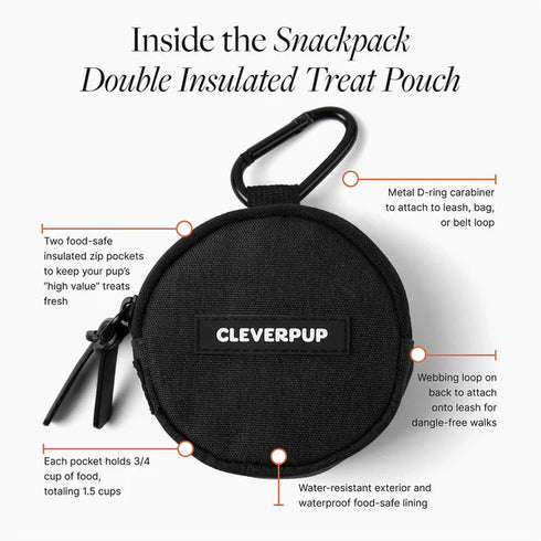 Cleverpup Snackpack Double Insulated Dog Treat Pouch - Graphite