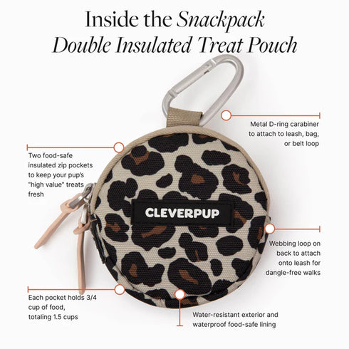 Cleverpup Snackpack Double Insulated Dog Treat Pouch - Leopard