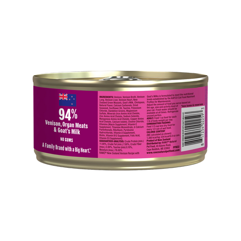 Rawz 94% Meat With Goats Milk Wet Cat Food - Venison - 3oz Can
