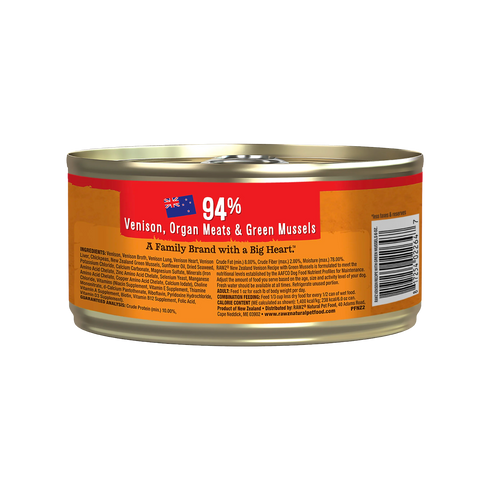 Rawz Pate Wet Dog Food - 94% Venison & Green Mussels - 6oz Can