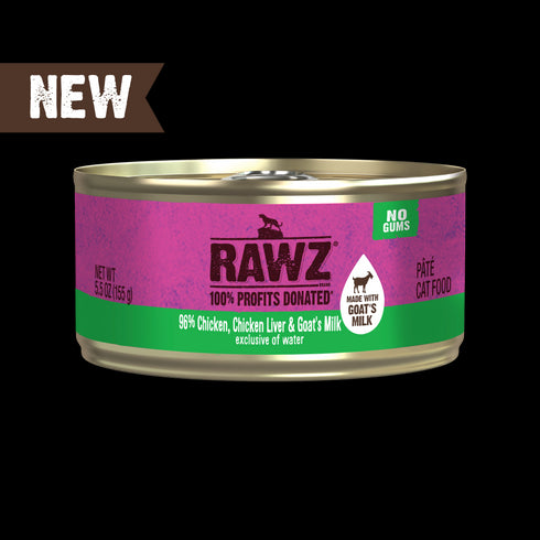 Rawz 96% With Goats Milk Wet Cat Food - Chicken & Chicken Liver - 5.5oz Can
