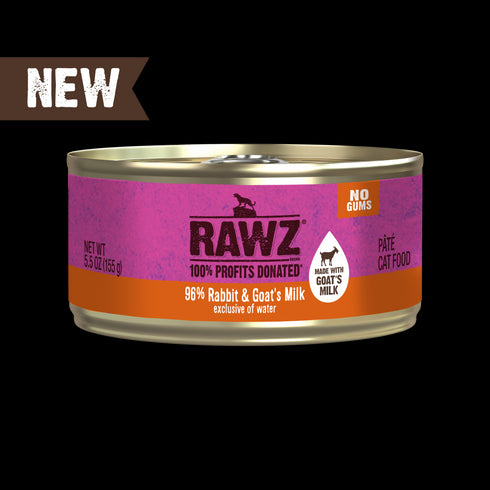 Rawz Wet Cat Food - 96% Rabbit & Goat Milk - 5.5oz Can