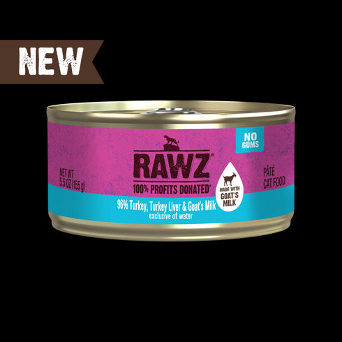 Rawz Wet Cat Food - 96% Turkey, Liver, & Goat Milk - 5.5oz Can