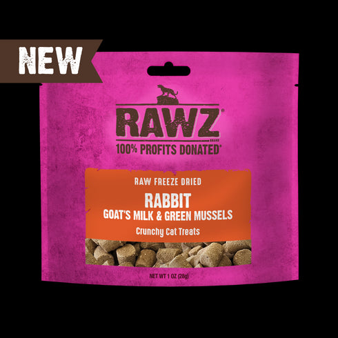 Rawz Freeze Dried Raw Cat Treats - Rabbit, Green Mussels, & Goats Milk - 1oz Pouch