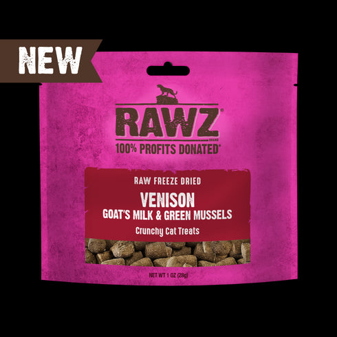 Rawz Freeze Dried Cat Crunchy Cat Treats - Venison, Goat Milk, & Green Mussel - 1oz Pouch