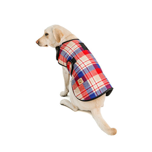 Chilly Dog Blanket Dog Coat - Medium - Red Field Plaid