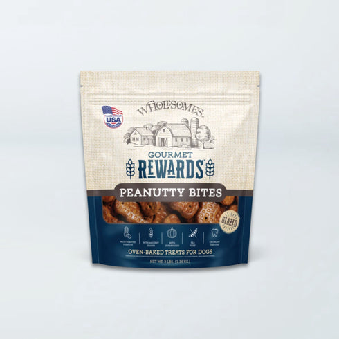 Wholesomes Rewards Gourmet Biscuit Dog Treats - Peanutty Bites - 3lb Bag