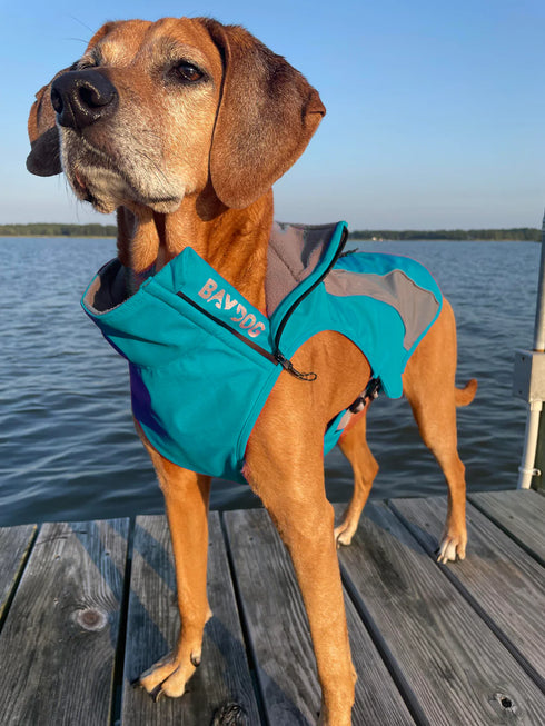 Bay Dog Saginaw Fleece 2.0 Dog Jacket - S - Turquoise