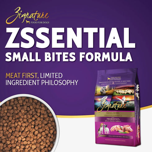 Zignature Small Bites Dry Dog Food - Zssentials - 4lb Bag