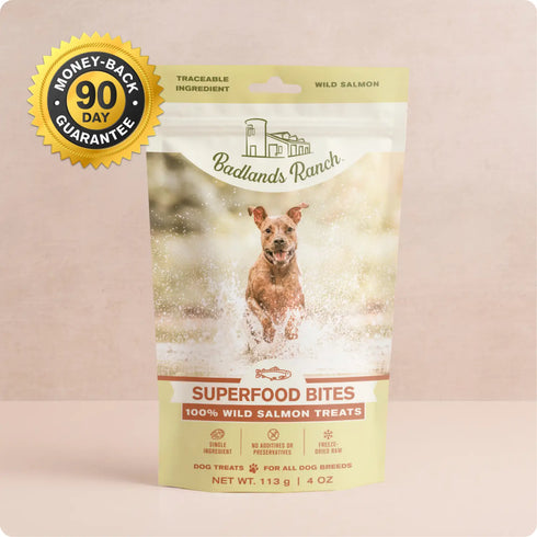 Badlands Ranch Superfood Bites Air Dried Dog Treats - Salmon - 4oz Pouch