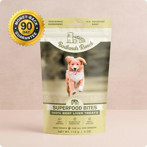 Badlands Ranch Superfood Bites Air Dried Dog Treats - Beef Liver - 4oz Pouch