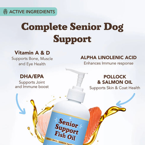 Natural Dog Company Senior Support Fish Oil For Senior Dogs - 16oz Pump Bottle