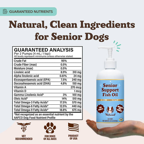 Natural Dog Company Senior Support Fish Oil For Senior Dogs - 16oz Pump Bottle