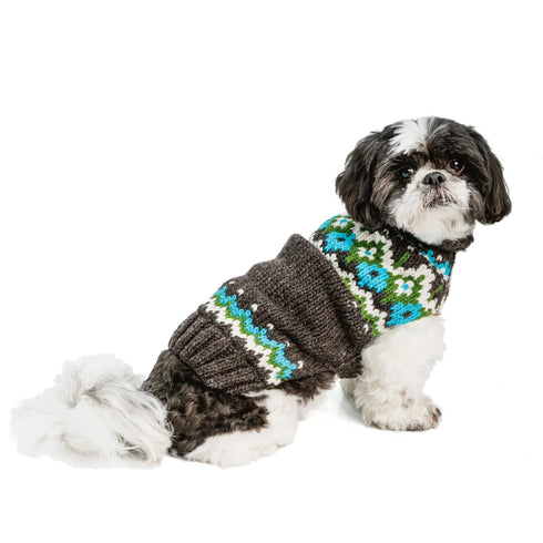 Chilly Dog Knitted Dog Sweater - Small - Charcoal Fairsle