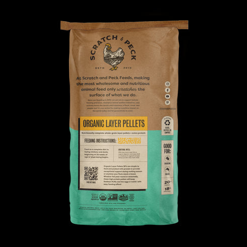 Scratch & Peck Organic Layer Pellets 18% - Chicken & Duck Feed - 35lbs