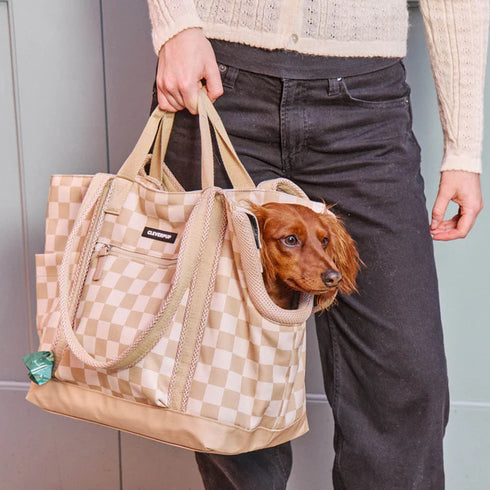 Cleverpup Transit Tote Dog Carrier - Medium - Checkered