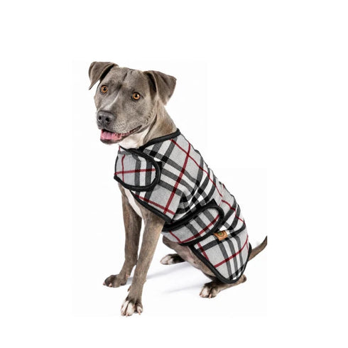 Chilly Dog Blanket Dog Coat - Medium - Steel Tartan Plaid