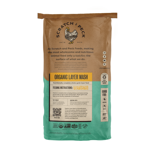 Scratch & Peck Organic Layer 16% Mash for Chickens & Ducks - 40lb Bag