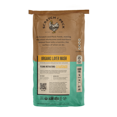 Scratch & Peck Organic Layer 18% Mash for Chickens & Ducks - 40lb Bag