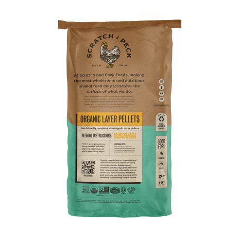 Scratch & Peck Organic Layer 16% Pellets For Chickens & Ducks - 35lb Bag
