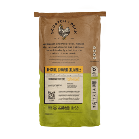 Scratch & Peck Organic Grower Crumbles for Chicken & Ducks - 35lb Bag