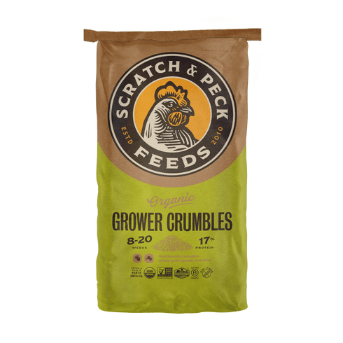Scratch & Peck Organic Grower Crumbles for Chicken & Ducks - 35lb Bag
