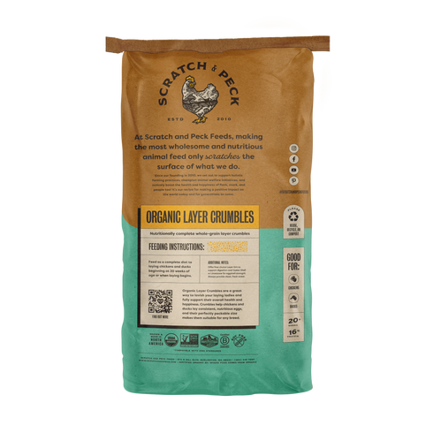 Scratch & Peck Organic Layer 16% Crumbles For Chickens & Ducks - 35lb Bag