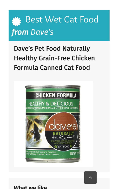 Dave's Pet Food Naturally Healthy Grain Free Wet Cat 12.5oz CanFood - Chicken Pate -
