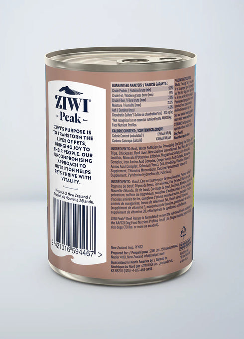 Ziwi Peak Wet Dog Food - Beef - 13.75oz Can