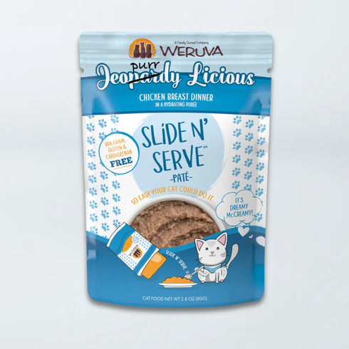 Weruva Slide & Serve Wet Cat Food - Jeopurrdy Licious Chicken Breast - 2.8oz Pouch