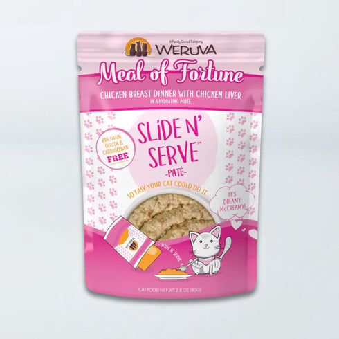 Weruva Slide & Serve Wet Cat Food - Meal Of Fortune Chicken - 5.5oz Pouch