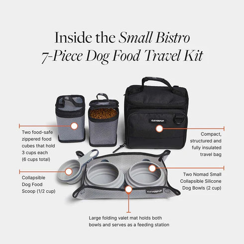 Cleverpup Bistro Box Dog Food Travel Kit - Small - Graphite