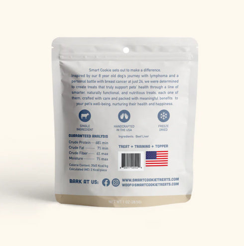Smart Cookie Freeze Dried Cat Treats - Beef Liver - 1oz Pouch