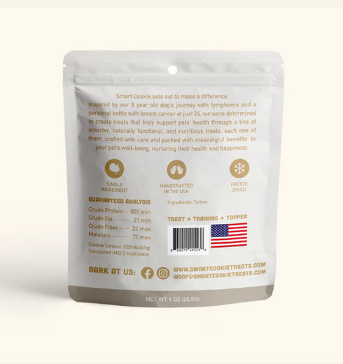 Smart Cookie Freeze Dried Cat Treats - Turkey - 1oz Pouch