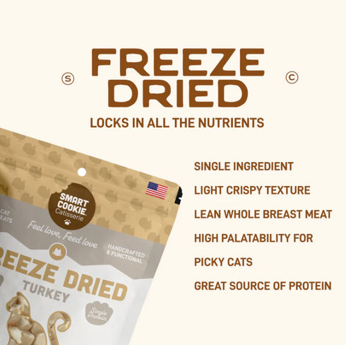 Smart Cookie Freeze Dried Cat Treats - Turkey - 1oz Pouch