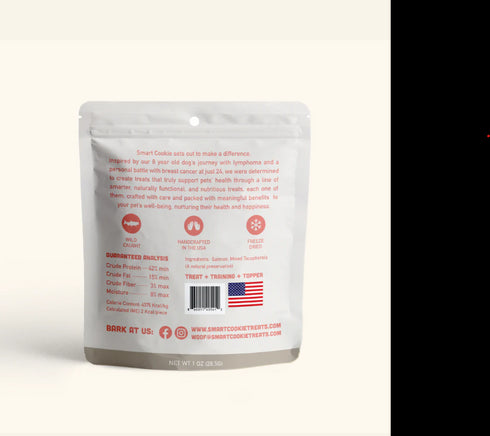 Smart Cookie Freeze Dried Cat Treats - Salmon - 1oz Pouch