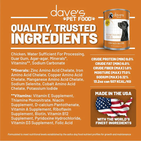 Dave's Pet Food Low Sodium Wet Dog Food - Chicken - 13oz Can