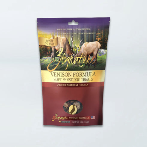 Zignature Soft Moist Dog Treats - Venison - 4oz Pouch