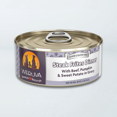 Weruva Classic Dog Wet Dog Food - Steak Frites Beef, Pumpkin & Sweet Potatoes in Gravy - 5.5oz Can