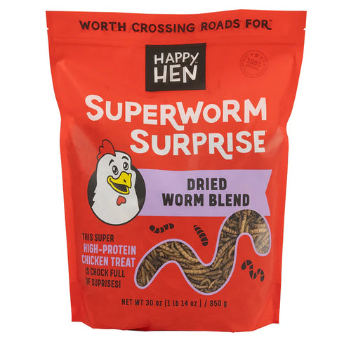 Happy Hen Superworm Surprise Chicken Treats - Dried Worm Blend - 10oz Bag