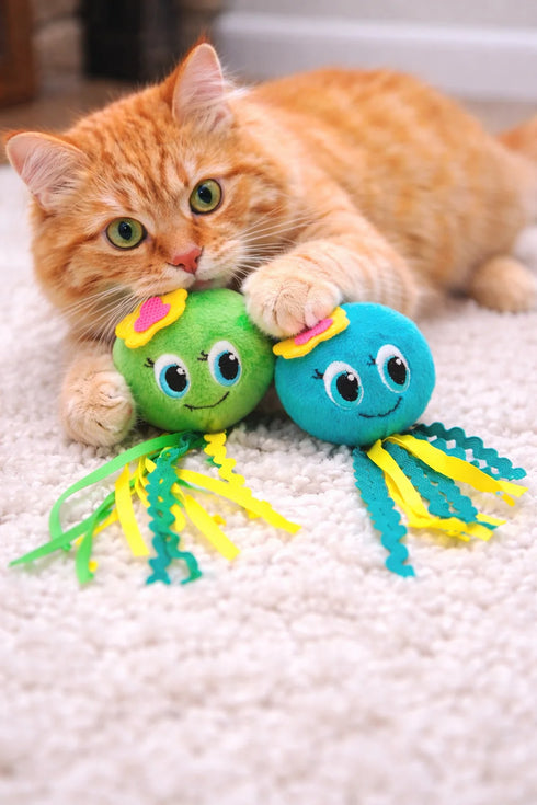 ThoozyPet Octopus w/ Ribbon Tails Cat Toy - 2 Pack