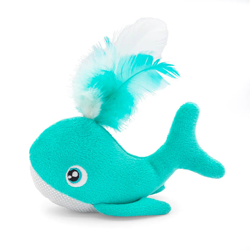 ThoozyPet Whale with Feather Sprout Cat Toy