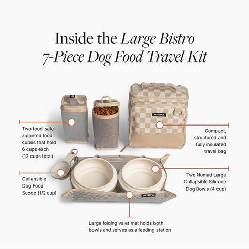 Cleverpup Bistro Box Dog Food Travel Kit - Large - Checkered