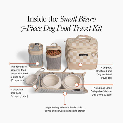 Cleverpup Bistro Box Dog Food Travel Kit - Small - Checkered