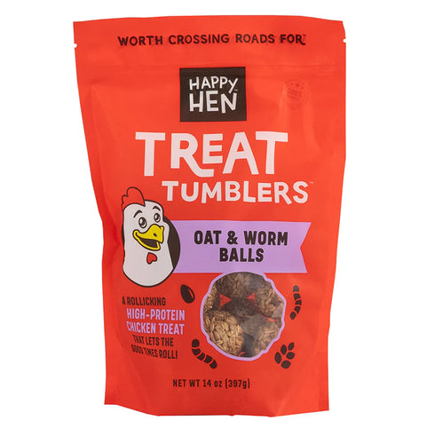 Happy Hen Treats Tumblers Chicken Treats - Oat & Worm Balls - 14oz Bag