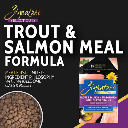 Zignature Select Cuts Dry Dog Food - Trout & Salmon - 4lb Bag